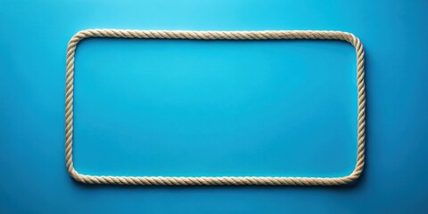 Fototapeta premium A nautical rope frame on a vibrant blue background, perfect for adding your text or design
