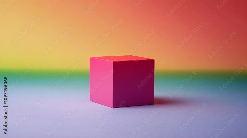 Poster pink cube minimalist product display: a vibrant, minimalist product display featuring a pink cube ag