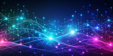 Obraz premium Abstract Futuristic Network Data Visualization with Glowing Lines and Nodes
