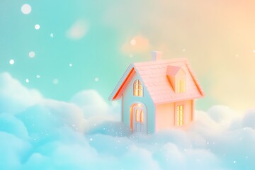 Naklejka premium Dollhouse for kids, New year gift concept.