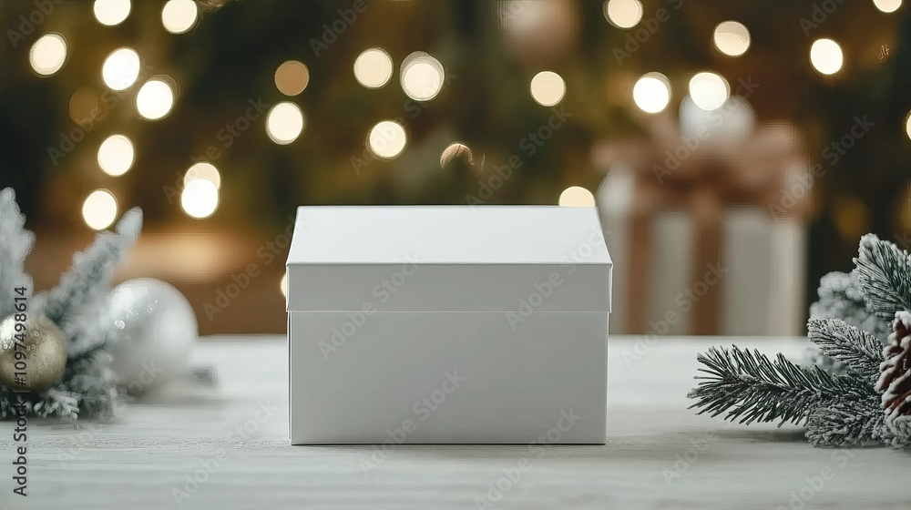 Poster empty christmas background with blurred elements ideal for product mockups featuring gifts christmas