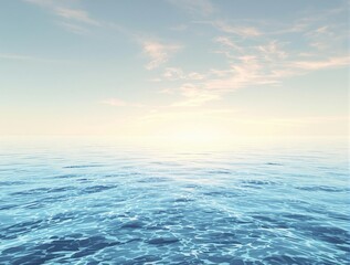 Obraz premium A calm ocean surface reflecting a warm summer sky on a still day, wave, reflection, blue sky, serenity, calm sea