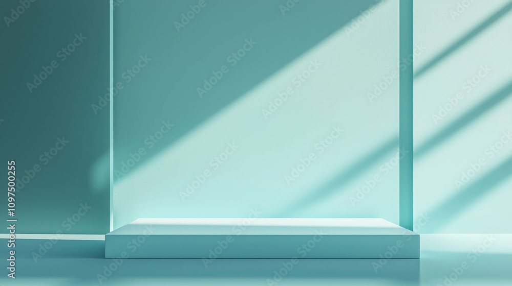 Poster minimalist display space with soft light and abstract shadow play for product showcase