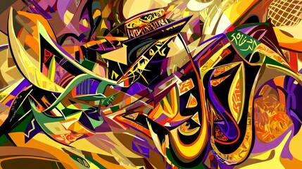 Obraz premium Captivating Geometric Abstraction. A play of vibrant hues and layered forms concept