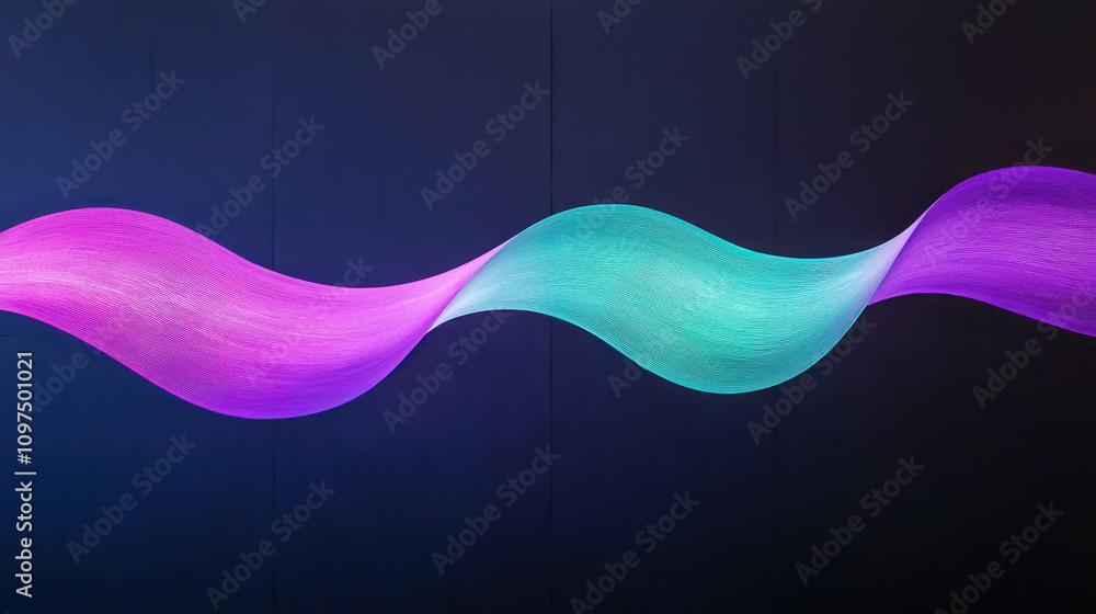 Aufkleber colorful flowing wave with gradient light on dark background for abstract design
