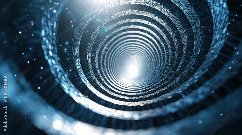 Poster Abstract Tunnel with Light and Textures in a Deep Digital Space Perspective