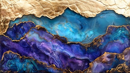 Naklejka premium Blue-purple gold foil marble stone pattern texture illustration poster background