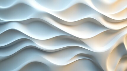 Abstract White Wave Pattern: Serene 3D Render of Fluid Forms