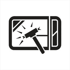 Emergency exit icon. Break the window icon