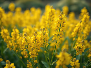 Obraz premium Close-up of yellow flowers of dense flowered mullein, botanical, background, bloom, nature