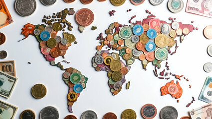 A Global Currency Map back ground.