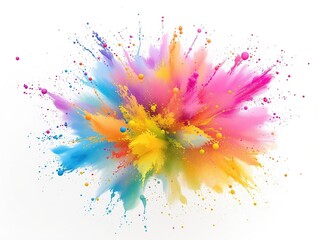 Colorful rainbow Holi paint powder in mid-air with slow motion effect , colorful artwork, colorful powders, rainbow colors