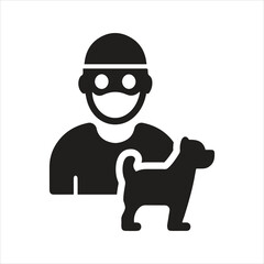 Dog theft icon. Stolen dog. Lost dog. Missing pet icon