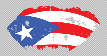 Puerto Rico national flag with distressed stroke brush effect on isolated background