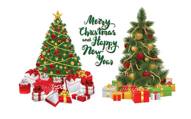 Christmas Tree with Gifts Vector Illustration