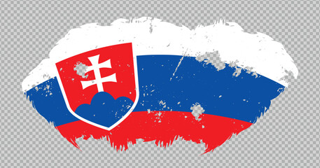 Slovakia national flag with distressed stroke brush effect on isolated background