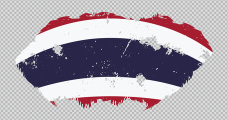 Thailand national flag with distressed stroke brush effect on isolated background