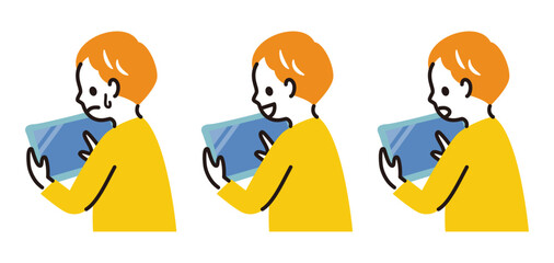 simple illustration of kids using tablet device