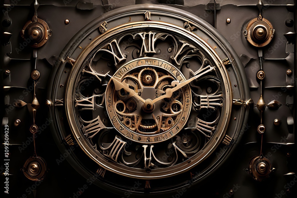 Poster clock round or square with clock hands and numbers