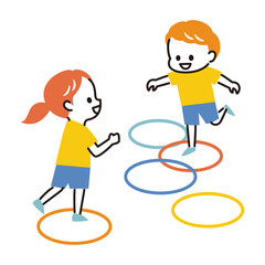 simple illustration of playing kids