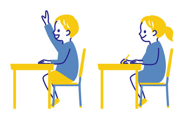 illustration of kids in classroom