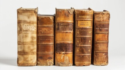 Canada Book Week Antique collection of worn leather-bound books showcasing historical literature