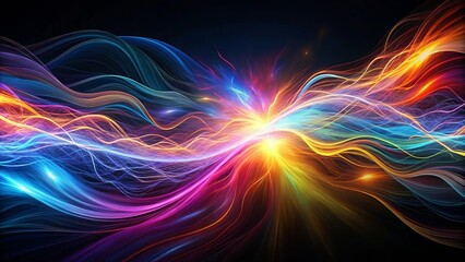 Obraz premium Abstract Vibrant Energy Flow A Symphony of Colorful Waves and Radiant Light