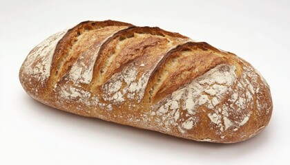 Real Bread Week Rustic artisan bread loaf on white background for culinary design
