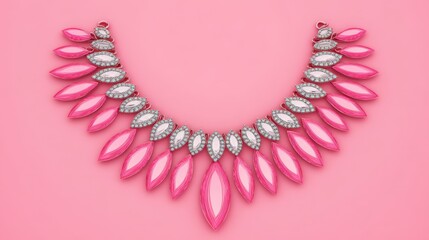 Obraz premium Pink Statement Necklace: A dramatic and elegant pink statement necklace, featuring a cascading design of pearlescent teardrop beads and sparkling accents.