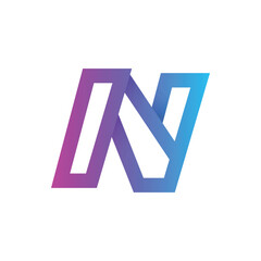 N abstract gradient line art letter logo
