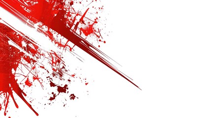The Red Strokes of the Brush on White Background - A Captivating Display of Color and Movement. The Vivid Red Strokes, with Their Fluid Forms, Standing Out Against the Purity of White. The Brushstroke