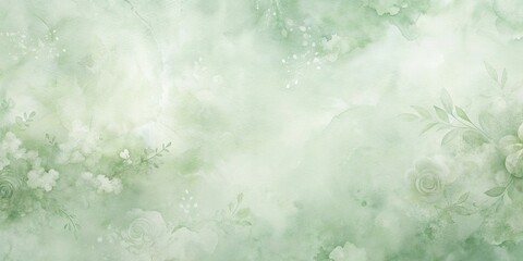 Serene Green Watercolor Floral Background for Design Projects