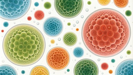 Artistic arrangement of varioussized biodegradable cells.
