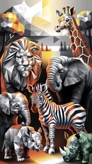 illustration animals in the zoo