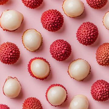 Lynchee or litchi or leechee in pink background