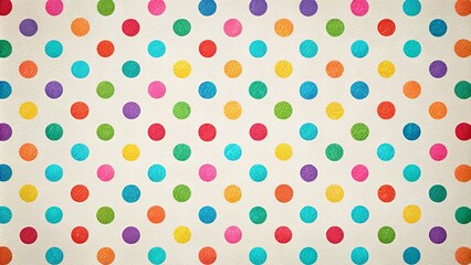 Vibrant multicolored polka dot pattern on textured background ideal for textile design, wrapping paper, or festive decor