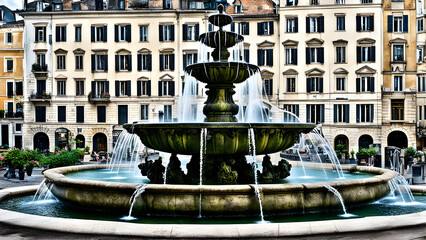 Fototapeta premium Unique fountain design, European fountain design, beautiful fountain, ai generated