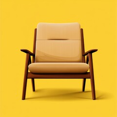 Fototapeta premium Stylish modern chair minimalist design interior decor vibrant yellow background contemporary style home aesthetics