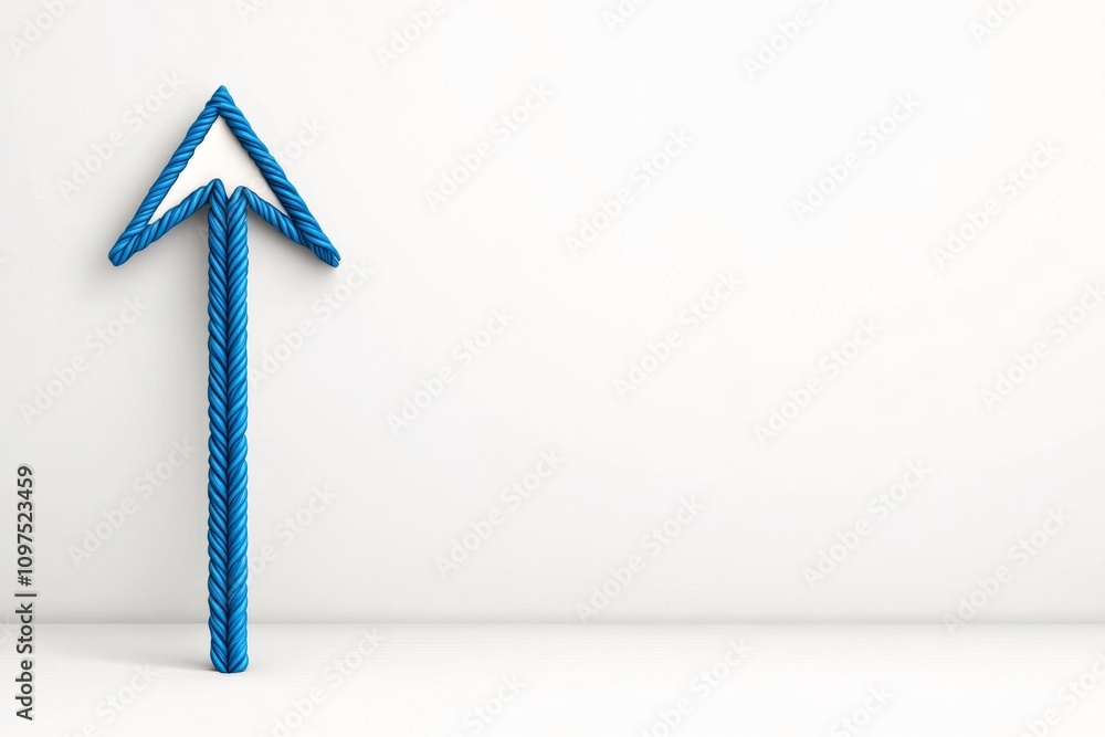 Aufkleber a simple abstract arrow in gradient blue tones, pointing upward against a plain backdrop