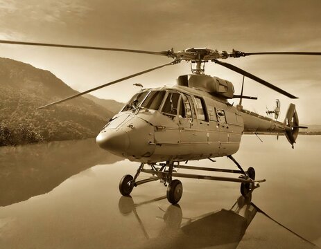 Helicopter Mi-24V Mi-35 isolated sepia