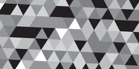 Seamless abstract black and gray stripe rectangles hexagon type cube geometric pattern. Triangle gray abstract seamless pattern. Abstract color Low-Polygones Generative Art background illustration ./