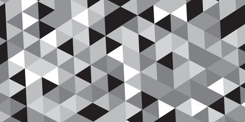 Seamless abstract black and gray stripe rectangles hexagon type cube geometric pattern. Triangle gray abstract seamless pattern. Abstract color Low-Polygones Generative Art background illustration ./