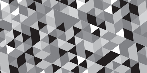 Seamless abstract black and gray stripe rectangles hexagon type cube geometric pattern. Triangle gray abstract seamless pattern. Abstract color Low-Polygones Generative Art background illustration ./