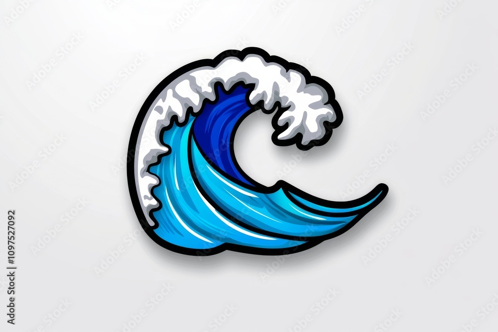 Poster aquatic wave icon represented in bold, flowing lines with a simple aqua color palette