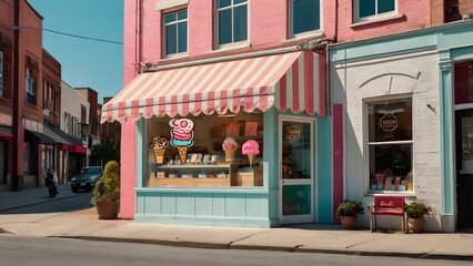 Retro-style ice cream shop signboard, 