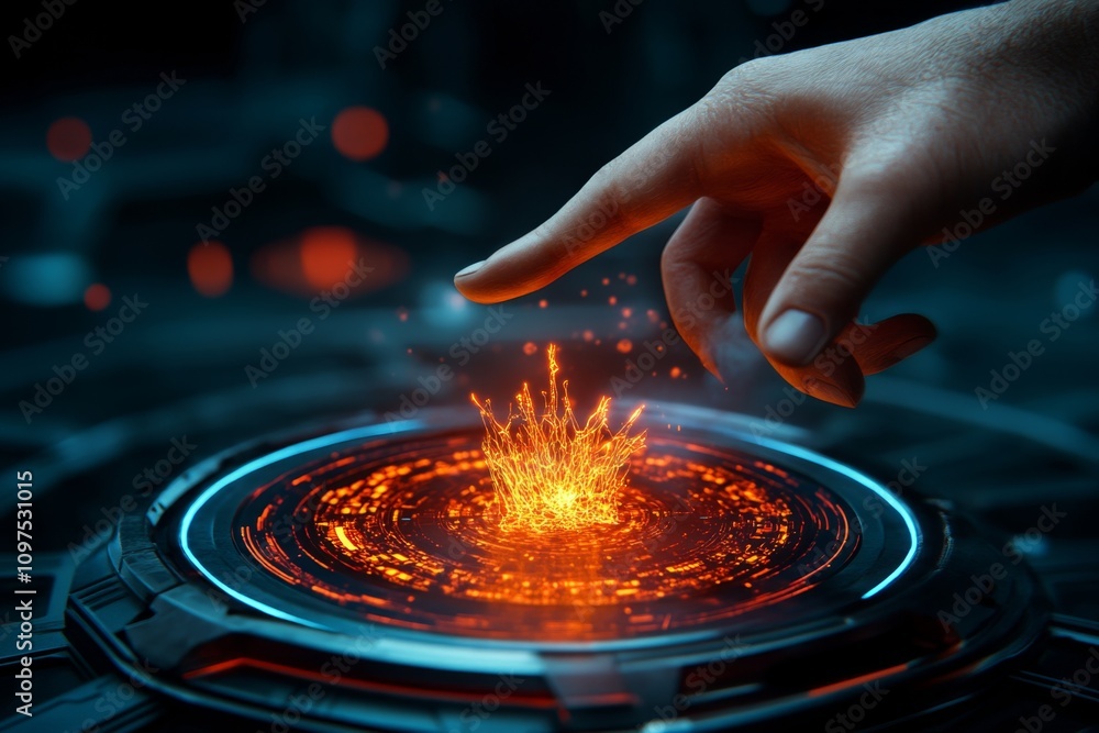 Poster futuristic assessment interface, with glowing holographic charts, interactive sliders, and real-time