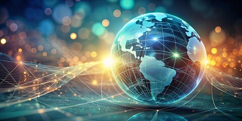 Obraz premium Global Network Connections A Futuristic Visualization of Worldwide Interconnectivity