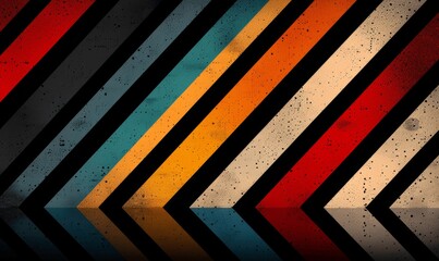 Retro Vintage Striped Backgrounds and Posters with 70s 80s 90s Style Colors