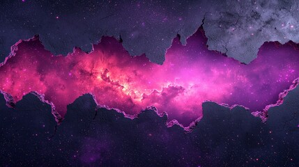 Torn wall of Reality Exposing a Glowing Galaxy