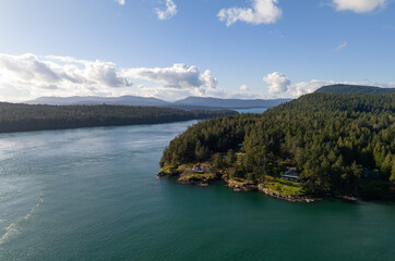 Fototapeta premium Scenic Aerial View of Gulf Islands in British Columbia Canada